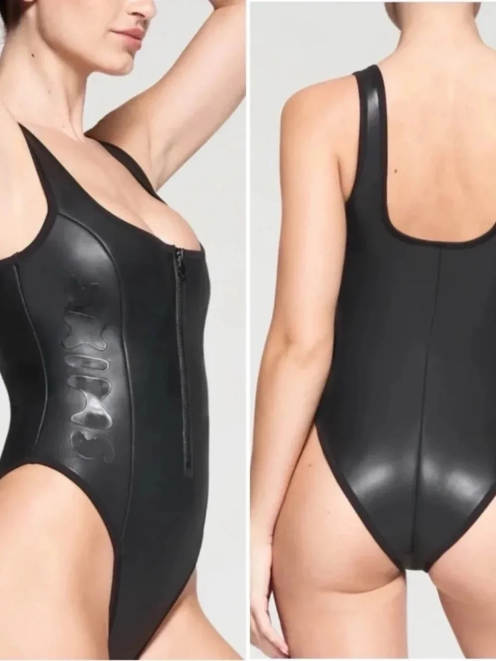 🔥 SKIMS Rubberized Scuba Swim, One Piece OP – BRF – 3164 Onyx (M) NWT